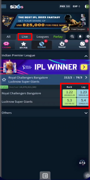 cricket exchange betting in six6s is the gateway of Place Bets on Six6s